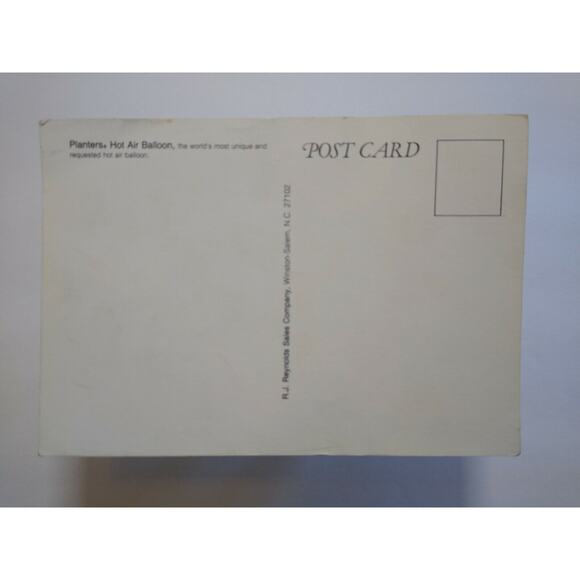 Mr Peanut Postcard Original Planters Peanuts Hot Air Balloon RJ Reynolds Unused - Picture 3 of 8